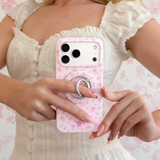 Dainty Pink Floral MagSafe Grip Ring