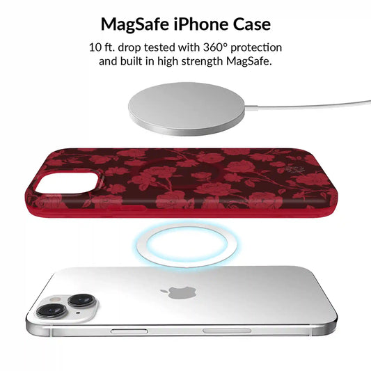 Dark Cherry Floral iPhone Bundle Set