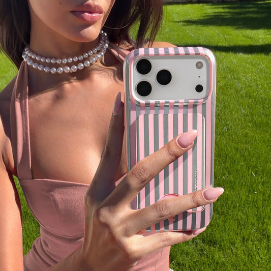 Pink Chrome Stripes MagSafe Wallet
