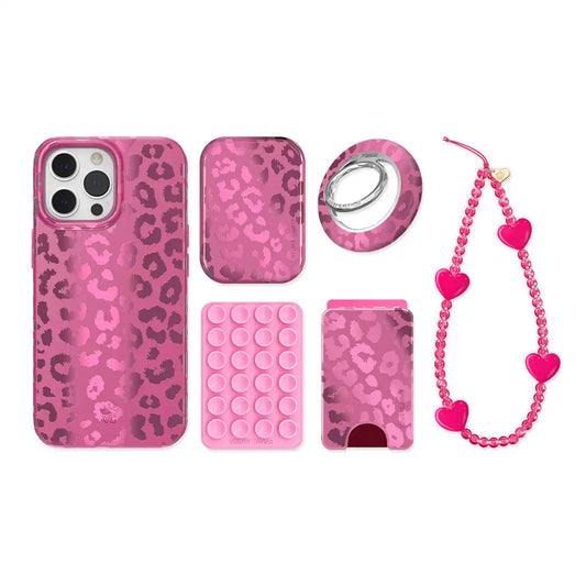 Pink Ruby Leopard iPhone Bundle Set