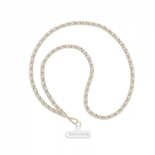 Silver Leather Chain Phone Crossbody Strap
