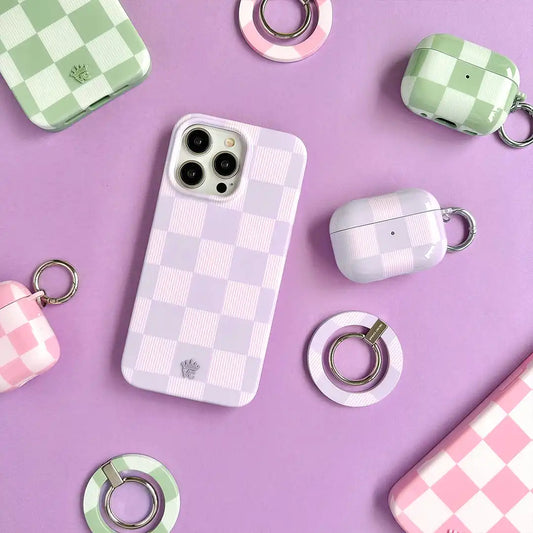 Lilac Vibe Checkered AirPod Case