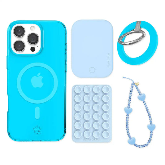 Neon Blue iPhone Bundle Set - Grip