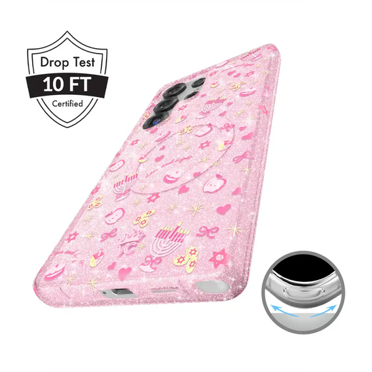 Pink Hanukkah Glitter Samsung Case
